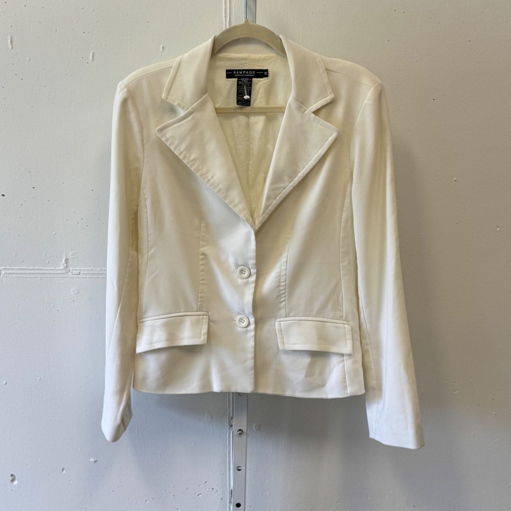 Rampage Clothing Company Cream Two Button Blazer Jacket Notched Lapel Size Med